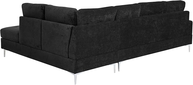 ERYE 102-Inch L-Shaped Corner Sectional Sofa Chenille Upholstered Tufted Corner Sofa Couch with Storage Ottoman and Nailhead DecorModern L-Shaped Convertible Couches