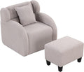 Generic Swivel Accent Chair with Ottoman Short Plush Particle Velvet Armchair360 Degree Swivel Barrel Chair with Footstool for Living Room Hotel Bedroom Office LoungeGrey