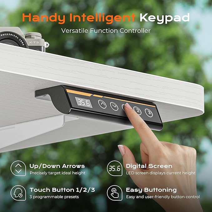 Huuger 55 x 28 Large Electric Standing Desk Height Adjustable Copmuter Desk 27.6 Deep Desktop Stand up Gaming Office Table with 2 Hooks 3 Preset Heights for Home Office White