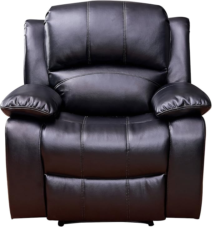 Betsy Furniture 2PC Faux Leather Reclining Couch Set Living Room Furniture Set Loveseat Glider 8018 Multiple Colors (Black Loveseat+Chair)