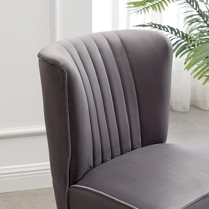 Elon Contemporary Velvet Upholstered Accent Chair Gray
