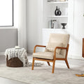 Modern Accent Chair Solid Wood Padding Lounge Armchairs with One Pillow for Living Room Bedroom Guest Room (Khaki PU)