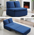 Mjkone 43 Width Twin Size Sleeper Sofa Bed 2-in-1 Modern Convertible Linen Sofa Sleeper Pull Out Couch Bed with Cushions &amp Throw Pillows for Living Room Home Office Small Place Blue