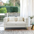 60 W Teddy White Loveseat Sofa Couch with Firm Strcuture &amp Thicken Sponge Comfy Love Seat Couches Sleeper for Living Room Bedroom Small Spaces Mid-Century Modern Furniture