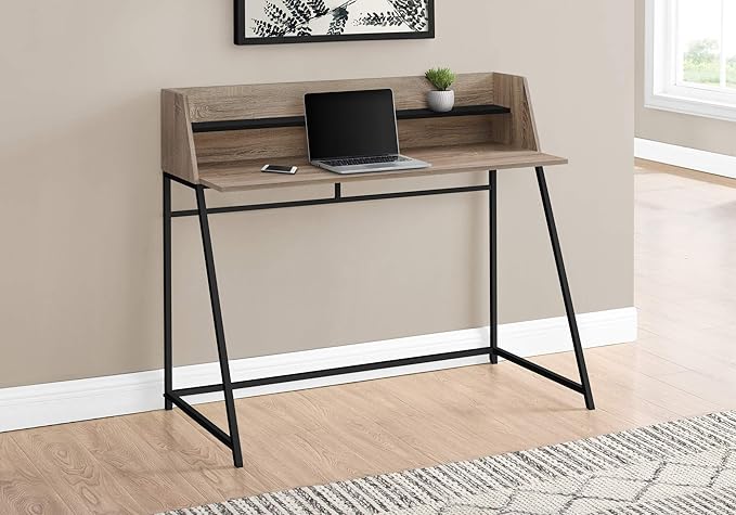 Monarch Specialties 7546 Computer Desk Home Office Laptop Storage Shelves 48 L Work Metal Laminate Brown Contemporary Modern Desk-48 47.25L x 23.75W x 39.25H Dark Taupe Wood-Look/Black