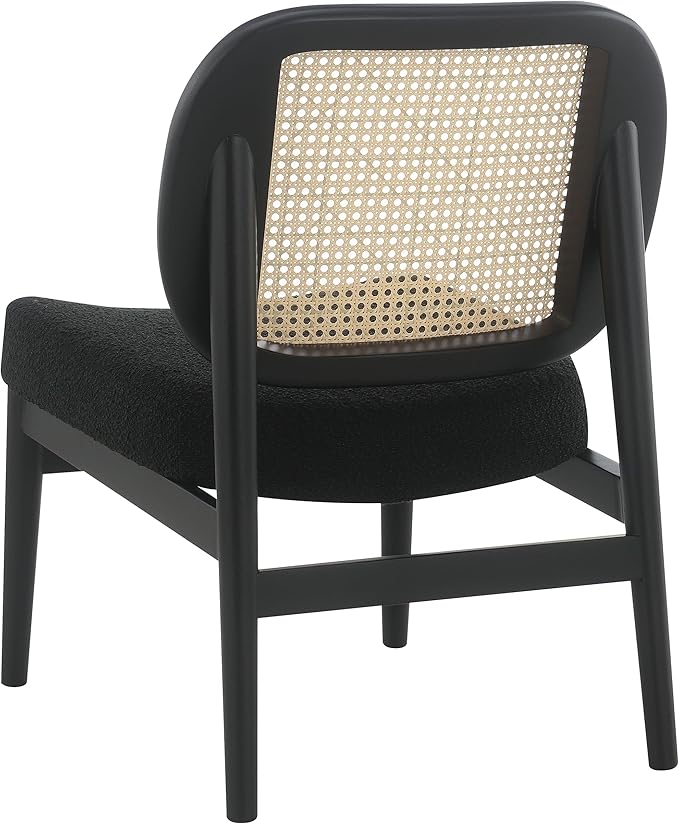 Coaster Home Furnishings - Rayo - Wood - Cane Back Upholstered Accent Chair with Armless Design Cushioned Seat and Tapered Legs - Living Room - Black - 900620