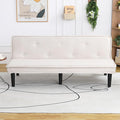 66” Armless Corduroy Sofa Bed 2-in-1 Convertible Sleeper Sofa with Tufted Back Soft Skin-Friendly Fabric Small Futon for Apartments Living Room Bedroom (White)