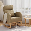 GarveeHome Corduroy Rocking Chair Modern Nursery Glider Chair with Side Pockets and Pillow Rocker Chair for Living Room Bedroom Nursing Room Brown