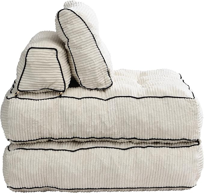 Ball &amp Cast Folding Sofa BedConvertible Sleeper Chair with Pillow &amp Back SupportFoldable Mattress with Back SupportPortable Futon Sofa Bed for Living Room BedroomBeige