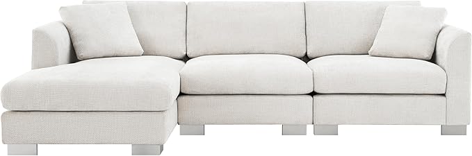 roomfitters 96 * 56 Modern Cloud Sectional Sofa L-Shaped Luxury Couch Set with 2 Pillows 4-Seat Indoor Furniture with Oversized Chaise for Living Room Minsk