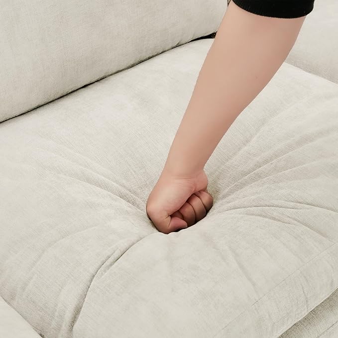 31.9 Oversized Cozy Upholstered Armchair Chenille Fabric Cloud Sofa Double Cushion Single Sofa Plush Cushion Armchair for Living Room Office Apartment (Beige-1c)