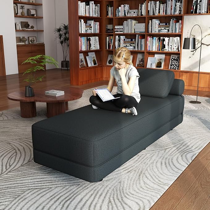 Daybed Queen Size Sofa Bed Chair 80 L Folding Sofa Chair with Pillow Lounge Chaise Bed Chair with Back Support for Living Room Bedroom