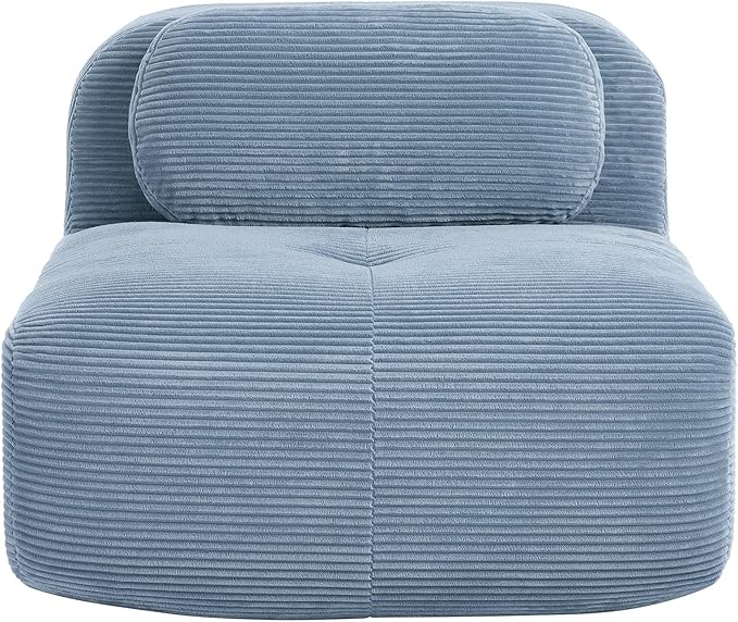 35.4 Middle Position Sofa Splicing Combination Corduroy Couch with 1 Lumbar Pillow Accessories for Modern Home Decor(Blue)