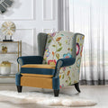 Jennifer Taylor Home Ayla Boho Chic Wingback Accent Arm Chair Floral &amp Leopard Blue-Teal &amp Yellow-Gold Velvet