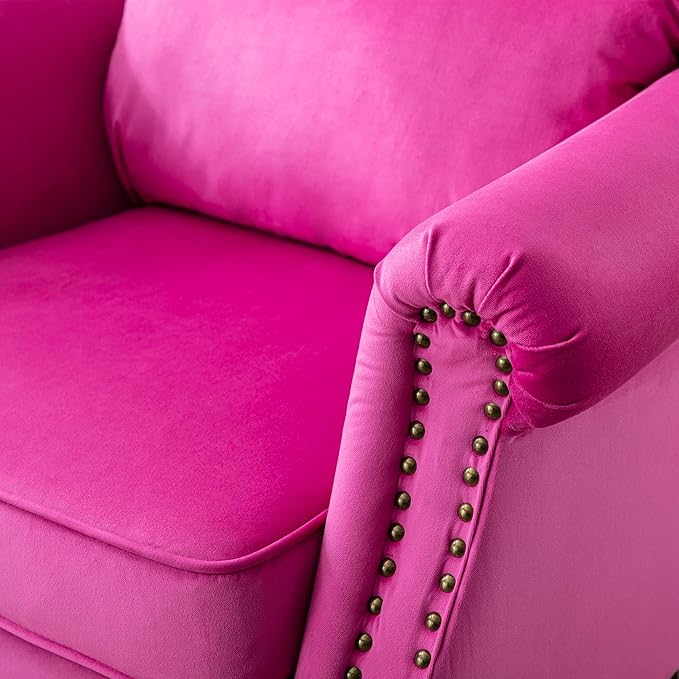 chairus Mid-Century Modern Accent Chairs Set of 2 Comfy Sofa Chairs Channel Back Armchairs with Small Pillow for Living Roon Bedroom Club - Velvet Rose
