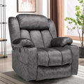 360° Swivel Glider Rocking Recliner Chair Overstuffed Manual Massage Recliner with Heat and Vibration Single Modern Sofa Home Seating for Living Room USB Ports/Cup Holders (Plush-Grey)