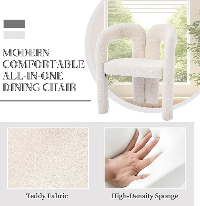Set of 2 ChairsContemporary Designed Velvet Fabric Upholstered Accent Barrel Side Chair with Plywood Frame and Metal Base for Living Room (Beige Teddy)