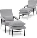MCombo Modern Accent Chair with Ottoman Soft Fabric Club Armchair Upholstered Leisure Chair for Small Space Living Room &amp Bedroom 4123 (2)