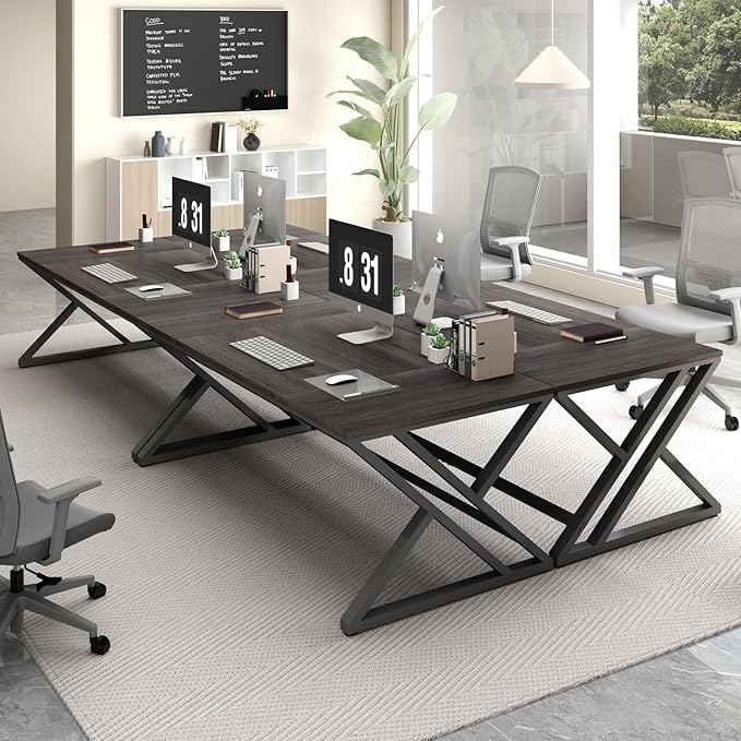 HSH Large Rustic Computer Desk Industrial Extra Long Home Office Desk Modern Pc Study Gaming Writing Table for Two Person Workstation Executive Desk for Home Bedroom Living Room Dark Gray 70 Inch