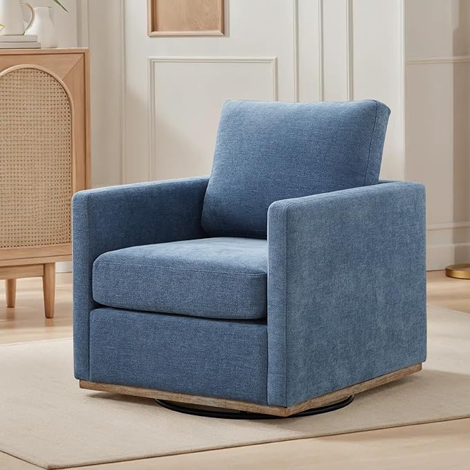 Mlmh &amp Kngwa 30.7 Swivel Accent Chair Set of 2 for Living Room Mid Century Modern Armchair Reading Chairs for BedroomChenilleBlue