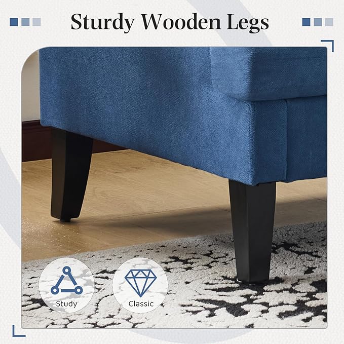 Bezseller 41 Oversized Accent Chair Comfy Living Room Chair with 2 Pillows Upholstered Mid Century Modern Armchair with Deep Seat Reading Chair for Bedroom Apartment Office Blue
