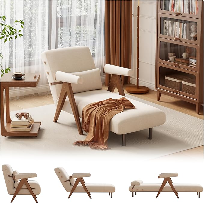 AQIMUELE Convertible Sleeper Chair 3-in-1 Single Sofa Bed for AdultsPull Out Lounge Sleeper ChairsFoldable with Adjustable Backrest (D31.8 x W24 x H31.8 inch(Beige))