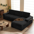 104 Modular Sectional Couch with Chaise Cloud Couch Deep Seat Fluffy Corduroy Sofa Memory Foam Boneless Couches for Living Room Bedroom No Assembly Required (Black 104 Right Chaise)