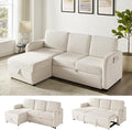 84-inch Sleeper Sofa Bed L-Shaped Corner Reversible Sleeper Sectional Sofa with Storage Chaise 2 in 1 Cloud Terry Convertible Pull Out Couch for Small Space Bedroom Apartment Office Living Room