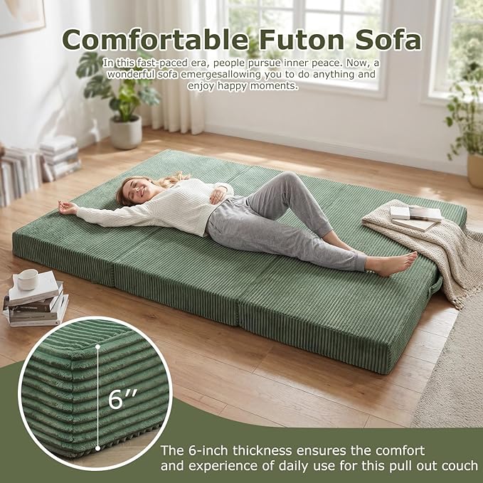 5-in-1 Convertible Sofa Bed Full Size Boneless Loveseat Sleeper with Removable Cushions &amp Washable Cover Futon Sofa Bed with Handle Pull Out Couch for Small Spaces Grey