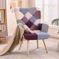 Joysoul Living Room Accent Chair Modern High Back Arm Chair Houndstooth Pattern Bohemian Style Chairs for Bedroom Waiting Room (Purple Plaid)