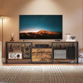 TV Stand with Power Outlet Up to 75 Inch Entertainment Center with 2 Fabric Drawers TV Console Table with Open Storage Shelves for TVs Cable Management for Living Room Bedroom DS18UBRY1