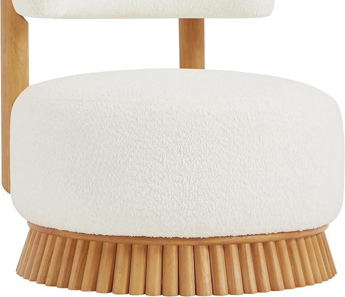 Christopher Knight Home Eloise Modern Accent Chair for Living Room Boucle Upholstered Single Lounge Sofa Chair with Wooden Frame Comfy Reading Chair for Bedroom Light Beige+Natural