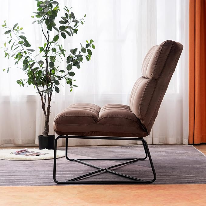 MCombo Loveseat Sofa Couch Mid-Century Velvet Armless Settee 2-Seater Upholstered Bench for Living Room Bedroom 4018 (2 Sets Brown)