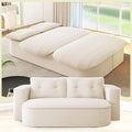 Convertible Sleeper Sofa Modern 78-inch Folding Futon Corduroy Floor Foam Compression Loveseat Sofa Bed Couch Foldable Full Size Guest Bed with 2 Pillows for Living Room Bedroom Apartment Beige