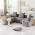 100” Curved Sectional Sofa Oversized Curved Couch for Living Room Corduroy Fabric Foam Couches Modern L Shaped Couch with Pillows No Assembly Grey