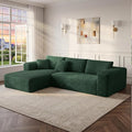 Modular Sectional Couch | CNest-LL 107 Left-Facing L-Shaped Cloud Sofa with High-Density Foam Boneless Floor Couch Cozy Thickened Corduroy Couch 1400lbs Support | Emerald Green