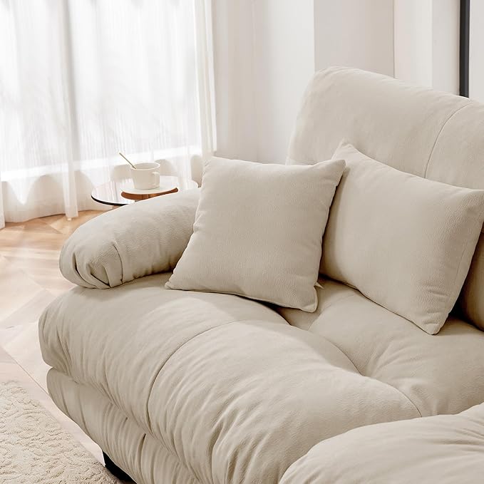133.8 Modular Sectional Sofa Deep Seat Cloud Couch Chenille 3 Seater Cloud Sectional Couch for Living Room Apartment Studio OfficeLight Coffee