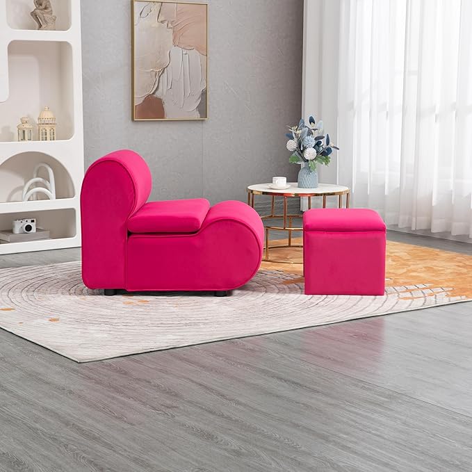 House Hold Accent Chair with Ottoman Cushioned deep seat no armrest Accent Single Lazy Chair for Living Room