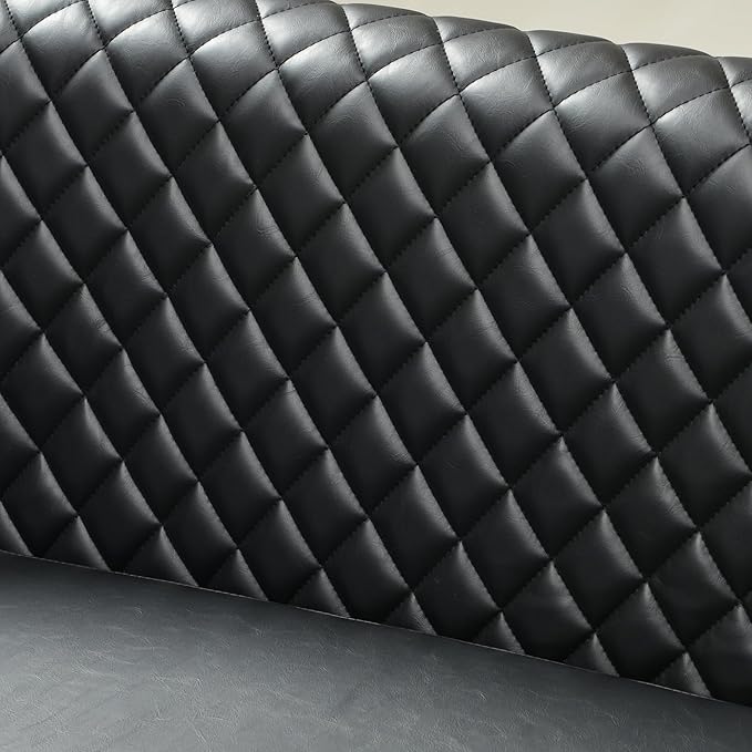 KINWELL 50 Faux Leather Upholstered Loveseat Sofa with 2 Swivel Barrel Accent Chairs Minimalist Comfy 2-Seater Couch and Armchair for Small Spaces Apartment Black