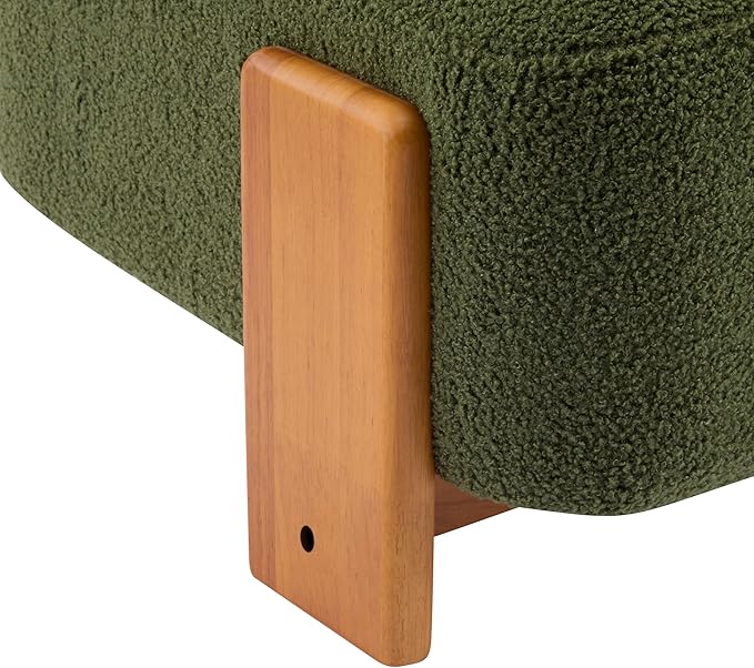 Christopher Knight Home Jillian Modern Boucle Upholstered Accent Chair Armless Living Room Single Lounge Sofa Comfy Reading Chair for Bedroom Low Profile Chair Olive Green+Brown
