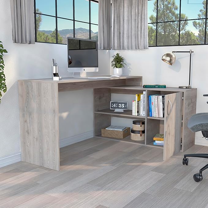 L-Shaped Desk Office Light Gray