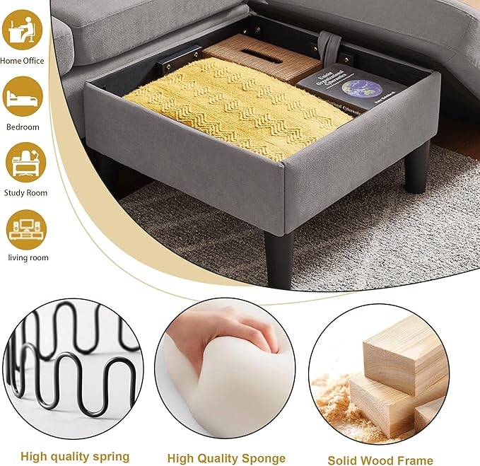 Convertible Sectional Sofa 3 Seater Sofa and Loveseat SetsModern L Shaped Couch with Reversible Chaise2 PCS Sofa Set Sectional Couch for Living Room Apartment Light Gray
