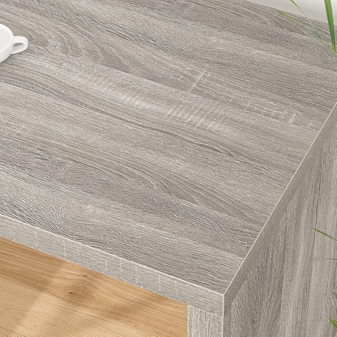 HSH L Shape Desk with Drawers L-Shaped Desk with Storage Cabinet Shelves Home Office Corner Computer Desk for Executive Writing Modern Wood Study PC Table in Bedroom Living Room Grey Oak 55 Inch