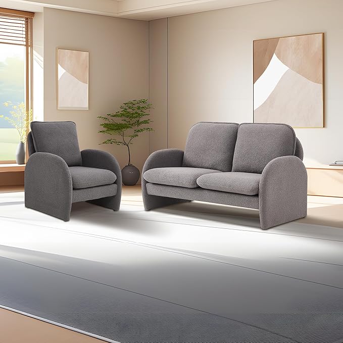 28.5 X 29.9'' Accent Chairs Modern Sherpa Lamb Fabric Living Room Chair Comfy Armed Chair Upholstered Armchair Leisure Single Sofa Chair for Bedroom Office Apartment and Living Room