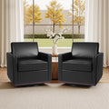 Swivel Barrel Accent Chair Mid Century Modern Arm Chair for Living Room Bedroom Comfy Club Reading Lounge Sofa Corner Chairs for Adults (Leather Black Set of 2)