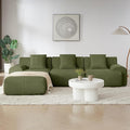 113 Modern L-Shaped Modular Sectional Sofa for Living Room Corduroy Upholstery Oversized 3-Seater Couch with Deep Seat and Movable Ottoman – No Assembly (Green)