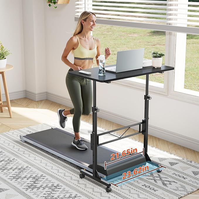 HOMIDEC Standing Desk 32 Inch Portable Small Desk Adjustable Height Rolling Home Office Desks with Wheels Sit Stand Desk for Bedroom Walking Pad Home Office Small Space Black