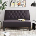 Alunaune Upholstered Loveseat Couch for Living Room Armless Bedroom Settee Small Love Seat Sofa Tufted Button Dining Room Bench - Dark Grey