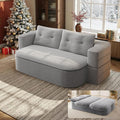 78.7'' Convertible Sleeper Sofa Corduroy Floor Foam Compression Loveseat Sofa Bed Couch Modern Folding Futon Couch Foldable Full Size Guest Bed with 2 Pillows and Blanket for Living Room (Gray)