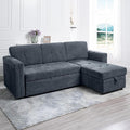 Naomi Home Lily Sectional Sleeper Sofa with USB Ports-M-Shaped Couch Convertible Pull-Out Bed Ample StorageTimeless DesignSturdy ConstructionLong-Lasting for Modern Living - Gray Microfiber